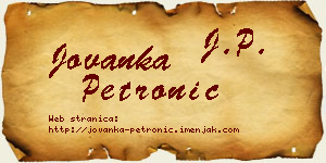 Jovanka Petronić vizit kartica